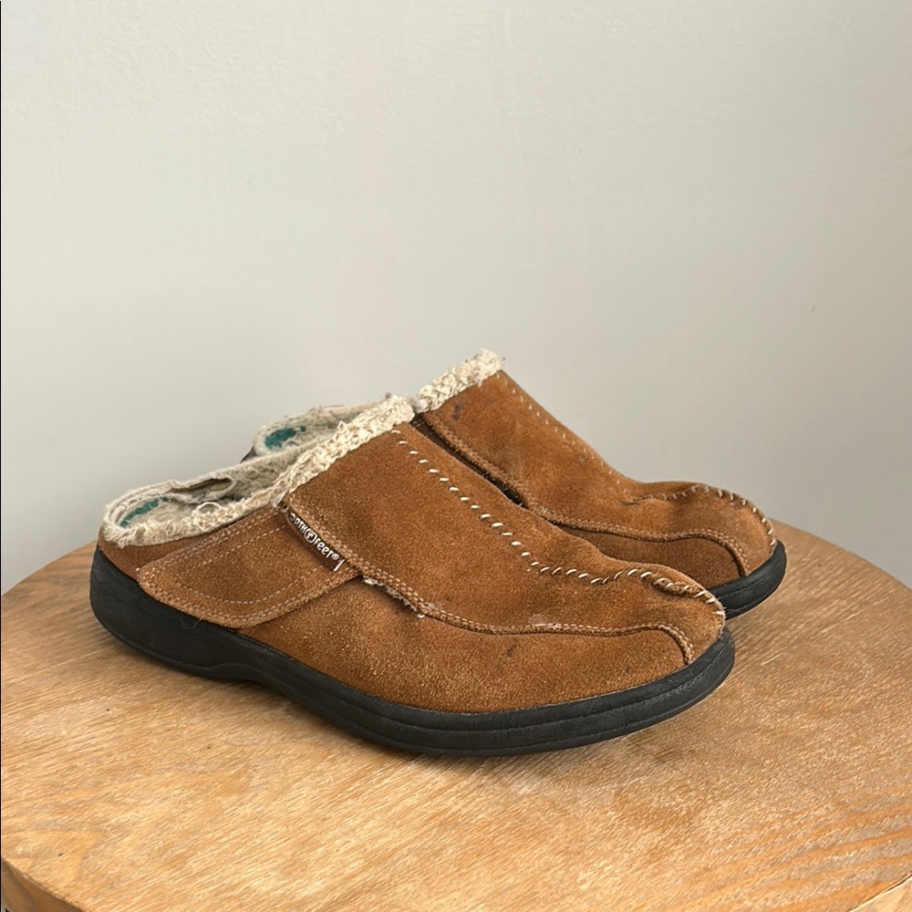 OrthoFeet Men's Brown Suede Slip-On Shoes